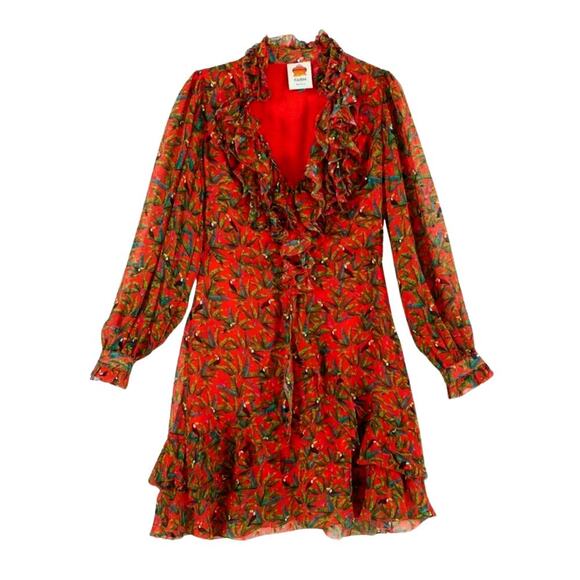Farm Rio Medium Tucano Paradise Dress | Ruffle Mini, Parrot Print, Tropical - Picture 4 of 8